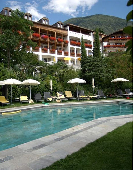 Swimming pool with part of Wellness Hotel Schenna
